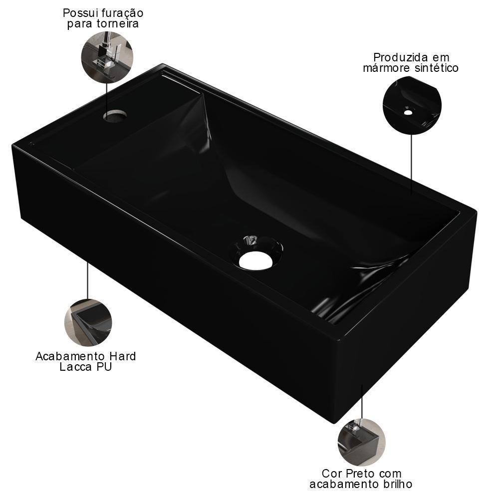 Kit 02 Cubas De Apoio Retangular Lavabo Roma C01 Rl545w Preto - Lyam - 4