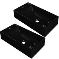 Kit 02 Cubas De Apoio Retangular Lavabo Roma C01 Rl545w Preto - Lyam - 1