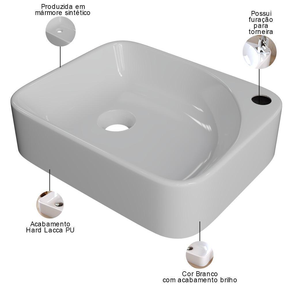 Kit 02 Cubas De Apoio Retangular Lavabo Cross C01 Ro36w Branco - Lyam - 4