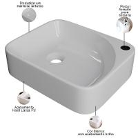 Kit 02 Cubas De Apoio Retangular Lavabo Cross C01 Ro36w Branco - Lyam
