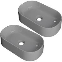 Kit 02 Cubas De Apoio Oval Lavabo Laila C01 O42w Cinza - Lyam - 1