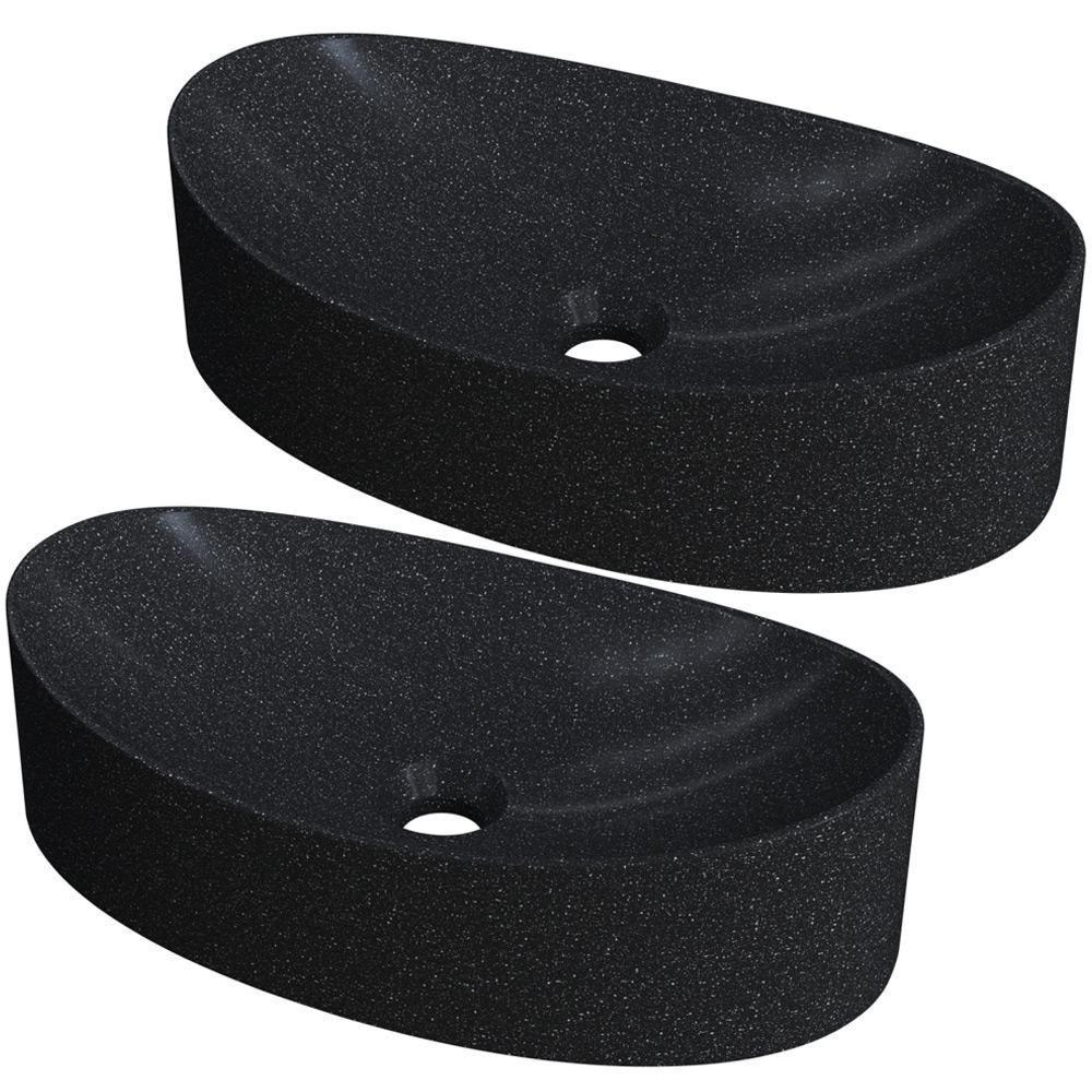 Kit 02 Cubas De Apoio Canoa Lavabo C01 Bc47w Preto Granit - Lyam - 1