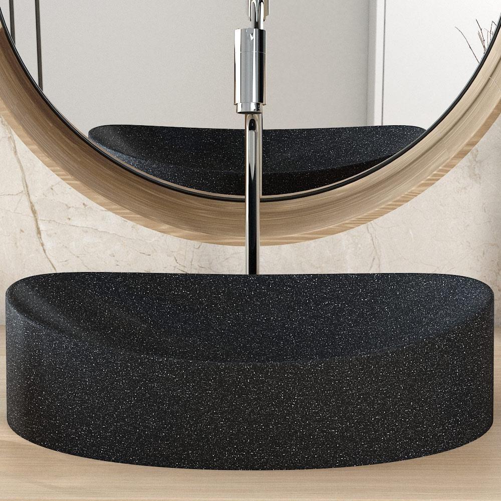 Kit 02 Cubas De Apoio Canoa Lavabo C01 Bc47w Preto Granit - Lyam - 2