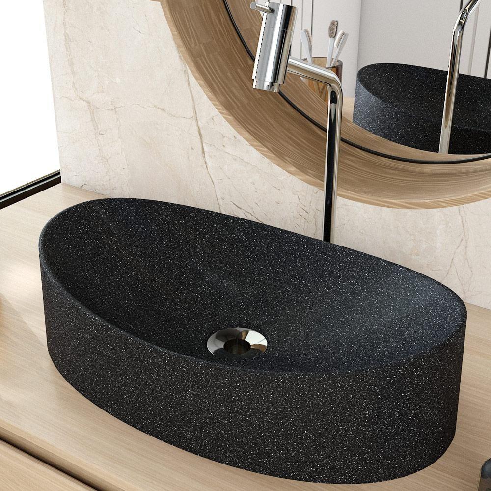 Kit 02 Cubas De Apoio Canoa Lavabo C01 Bc47w Preto Granit - Lyam - 6