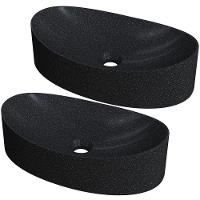 Kit 02 Cubas De Apoio Canoa Lavabo C01 Bc47w Preto Granit - Lyam - 1