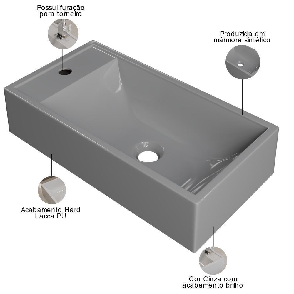 Cuba De Apoio Retangular Lavabo Roma C01 Rl545w Cinza - Lyam - 3