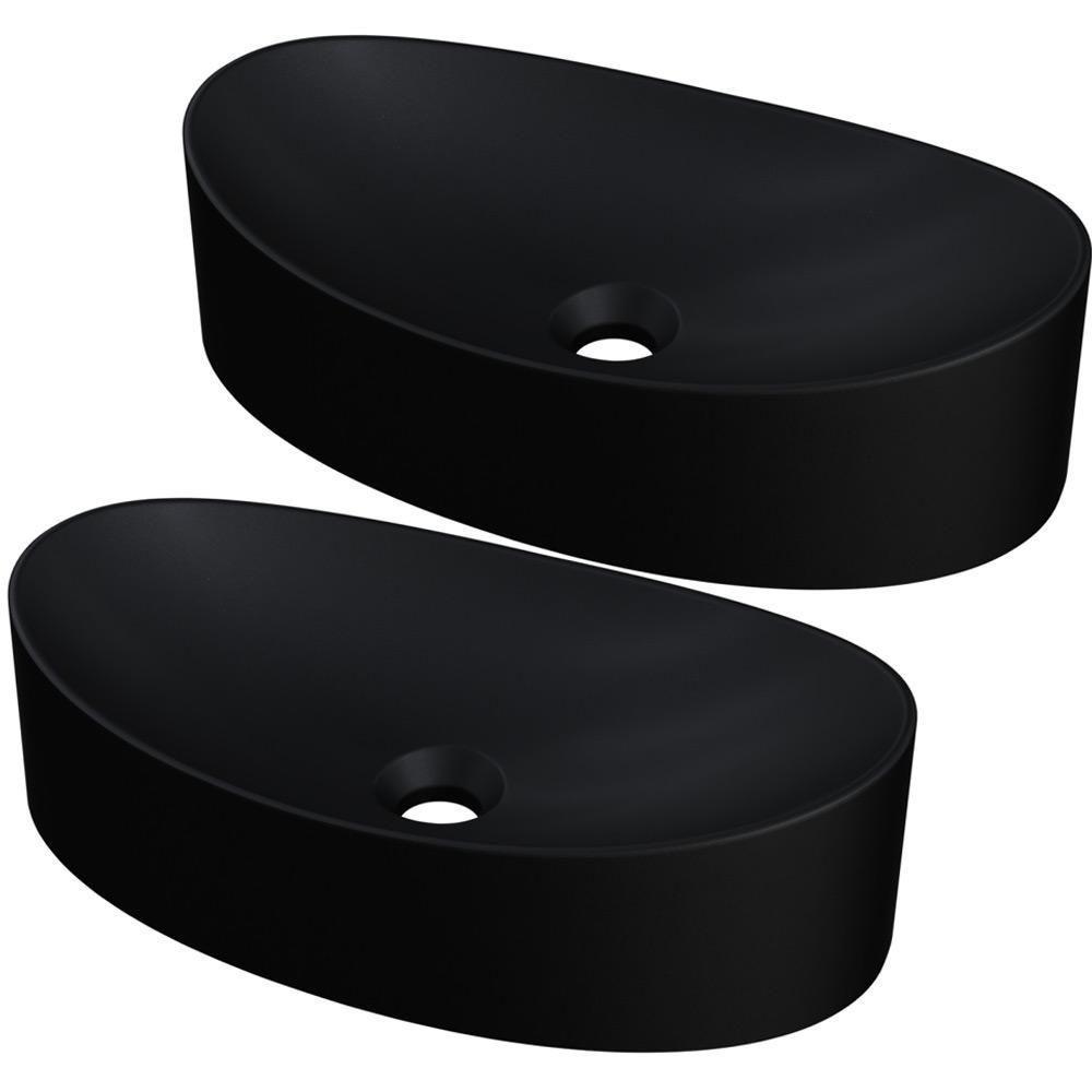 Kit 02 Cubas De Apoio Canoa Lavabo C01 Bc47w Preto Matte Fosca - Lyam - 1