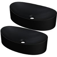 Kit 02 Cubas De Apoio Canoa Lavabo C01 Bc47w Preto Matte Fosca - Lyam - 1