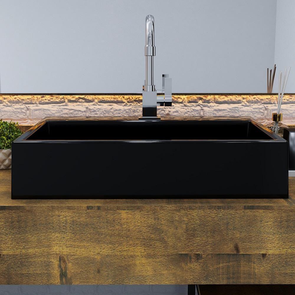 Kit 02 Cubas De Apoio Retangular Lavabo Florenza C01 Rt55w Preto - Lyam - 2