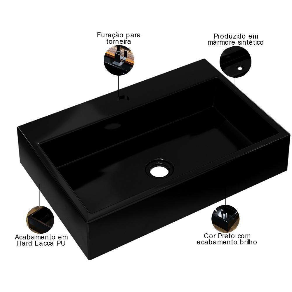 Kit 02 Cubas De Apoio Retangular Lavabo Florenza C01 Rt55w Preto - Lyam - 4