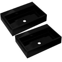 Kit 02 Cubas De Apoio Retangular Lavabo Florenza C01 Rt55w Preto - Lyam - 1