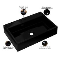 Kit 02 Cubas De Apoio Retangular Lavabo Florenza C01 Rt55w Preto - Lyam