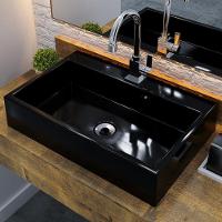 Kit 02 Cubas De Apoio Retangular Lavabo Florenza C01 Rt55w Preto - Lyam - 6