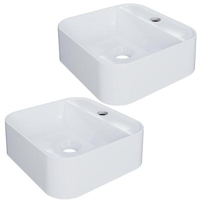 Kit 02 Cubas De Apoio Quadrada Lavabo C01 Qa31w Branco - Lyam