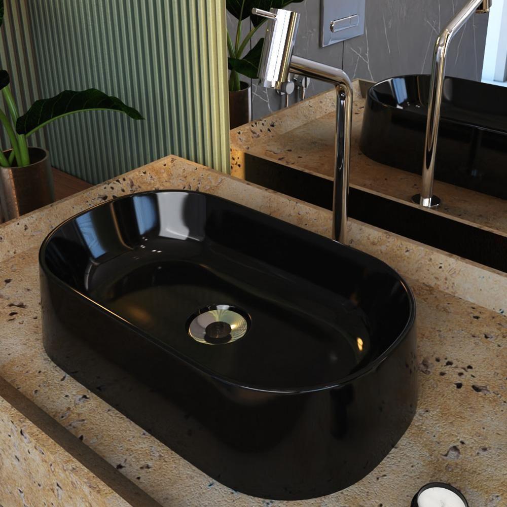 Cuba De Apoio Oval Lavabo Laila C01 O42w Preto - Lyam - 5