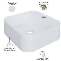 Cuba De Apoio Quadrada Lavabo C01 Qa31w Branco Matte Fosca - Lyam - 3