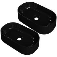 Kit 02 Cubas De Apoio Oval Lavabo Laila C01 O42w Preto - Lyam - 1