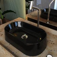 Kit 02 Cubas De Apoio Oval Lavabo Laila C01 O42w Preto - Lyam - 6