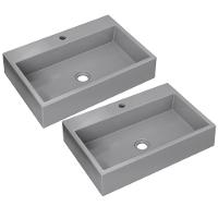 Kit 02 Cubas De Apoio Retangular Lavabo Florenza C01 Rt55w Cinza - Lyam - 1