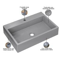 Kit 02 Cubas De Apoio Retangular Lavabo Florenza C01 Rt55w Cinza - Lyam