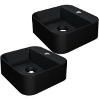 Kit 02 Cubas De Apoio Quadrada Lavabo C01 Qa31w Preto Matte Fosca - Lyam - 1