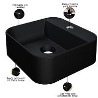 Kit 02 Cubas De Apoio Quadrada Lavabo C01 Qa31w Preto Matte Fosca - Lyam