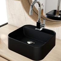 Kit 02 Cubas De Apoio Quadrada Lavabo C01 Qa31w Preto Matte Fosca - Lyam - 6