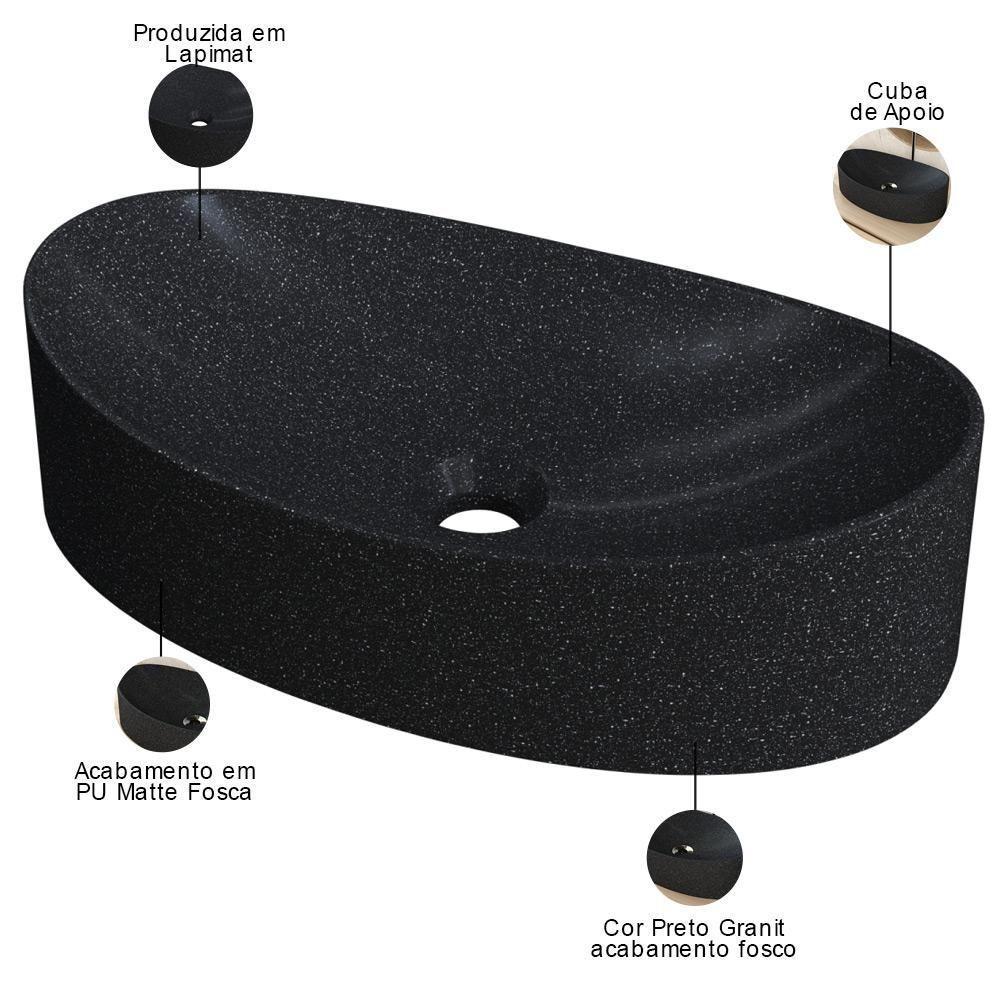 Cuba De Apoio Canoa Lavabo C01 Bc47w Preto Granit - Lyam - 3