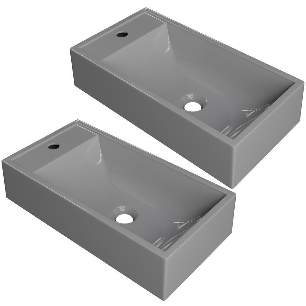 Kit 02 Cubas De Apoio Retangular Lavabo Roma C01 Rl545w Cinza - Lyam - 1