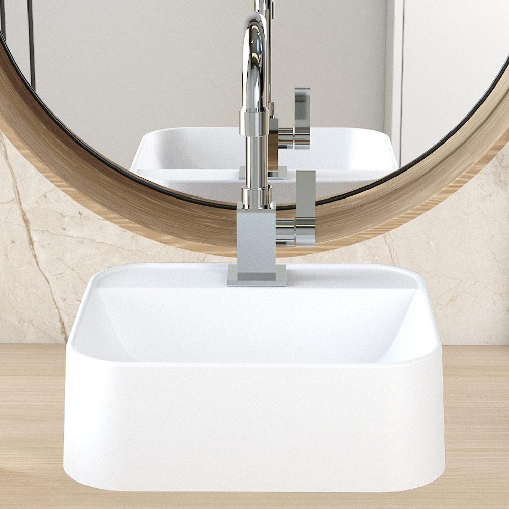 Kit 02 Cubas De Apoio Quadrada Lavabo C01 Qa31w Branco Matte Fosca - Lyam - 2