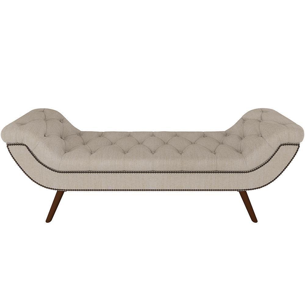 Kit Cabeceira Cama Box Casal 160cm Madrid Com Puff Recamier Santorini Linho Creme - 9