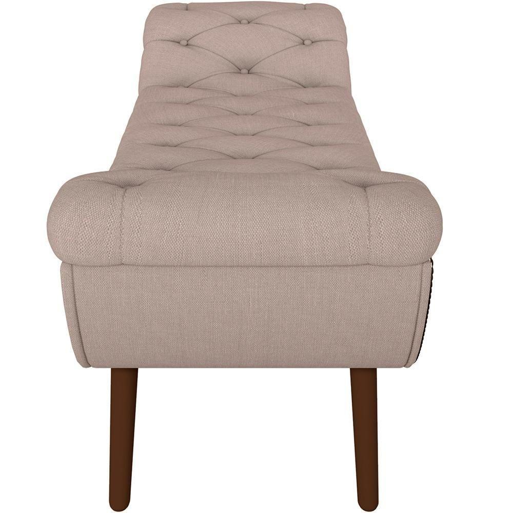 Kit Cabeceira Cama Box Casal 140cm Madrid Com Puff Recamier Santorini Linho Bege - 5