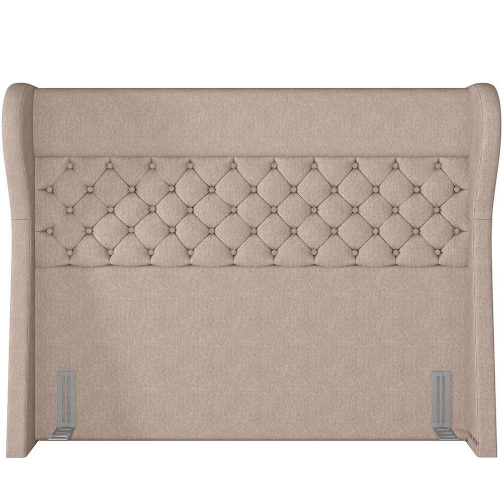 Kit Cabeceira Cama Box Casal 140cm Madrid Com Puff Recamier Santorini Linho Bege - 6