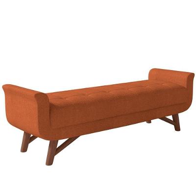 Puff Recamier Decorativo Com Pés Em Madeira 140cm Itália Bouclê Terracota