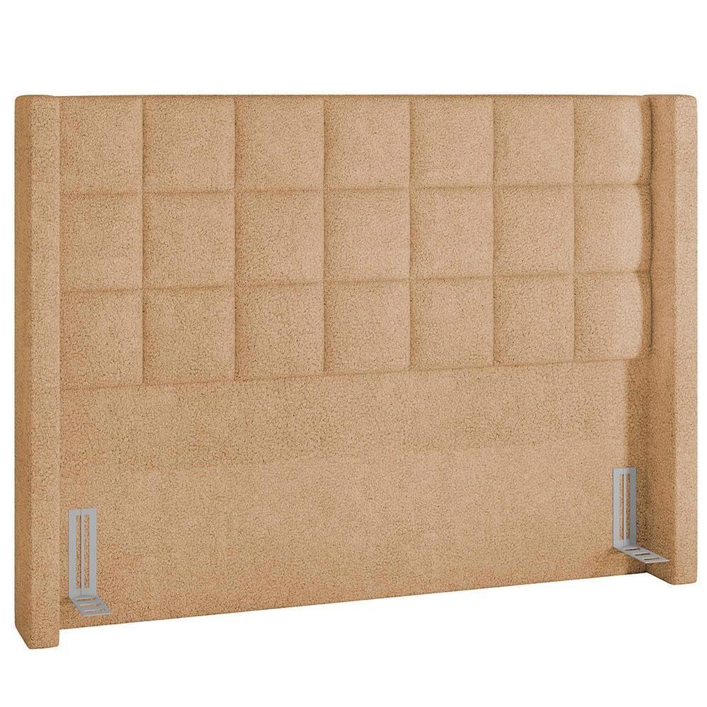 Kit Cabeceira Cama Box Paris 160cm Com Puff Recamier Itália P05 Bouclê Mostarda - 6