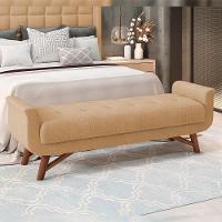 Kit Cabeceira Cama Box Paris 160cm Com Puff Recamier Itália P05 Bouclê Mostarda - 7