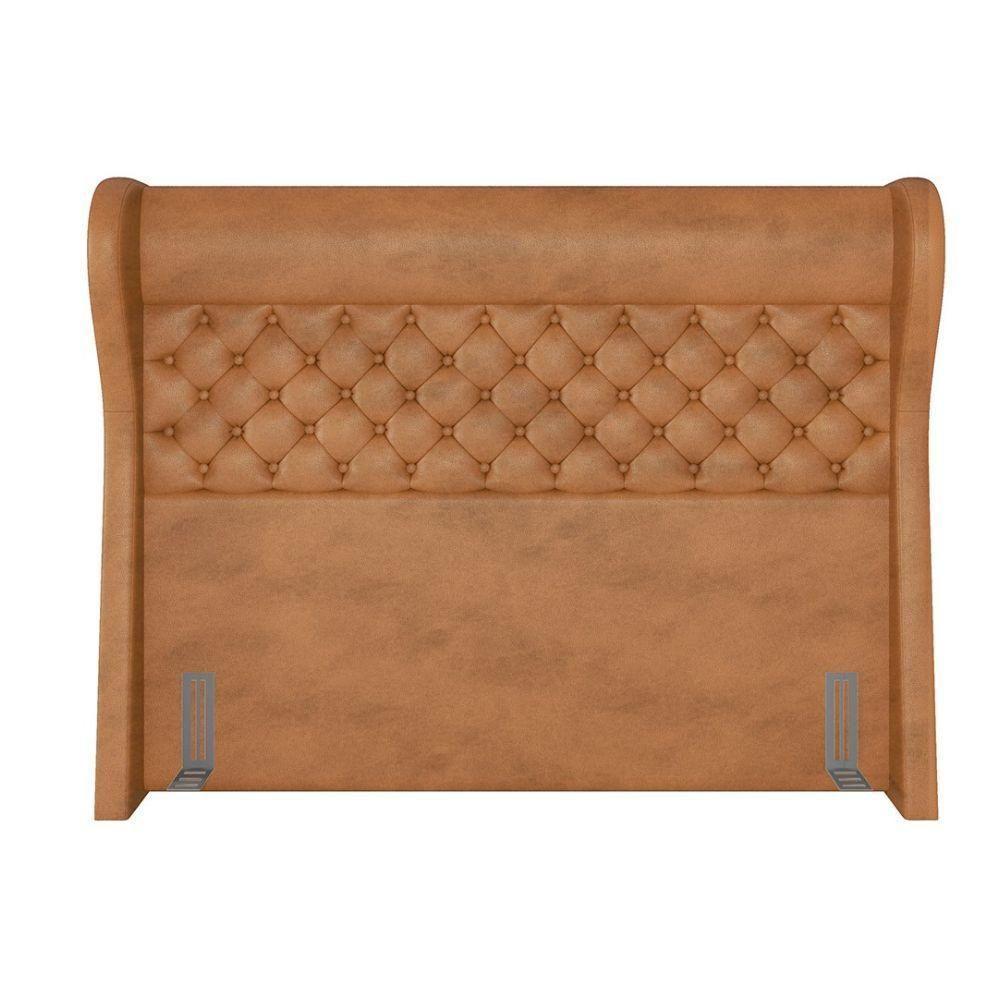 Kit Cabeceira Cama Box Casal 140cm Madrid Com Puff Recamier Santorini Couríssimo Whisky - 6