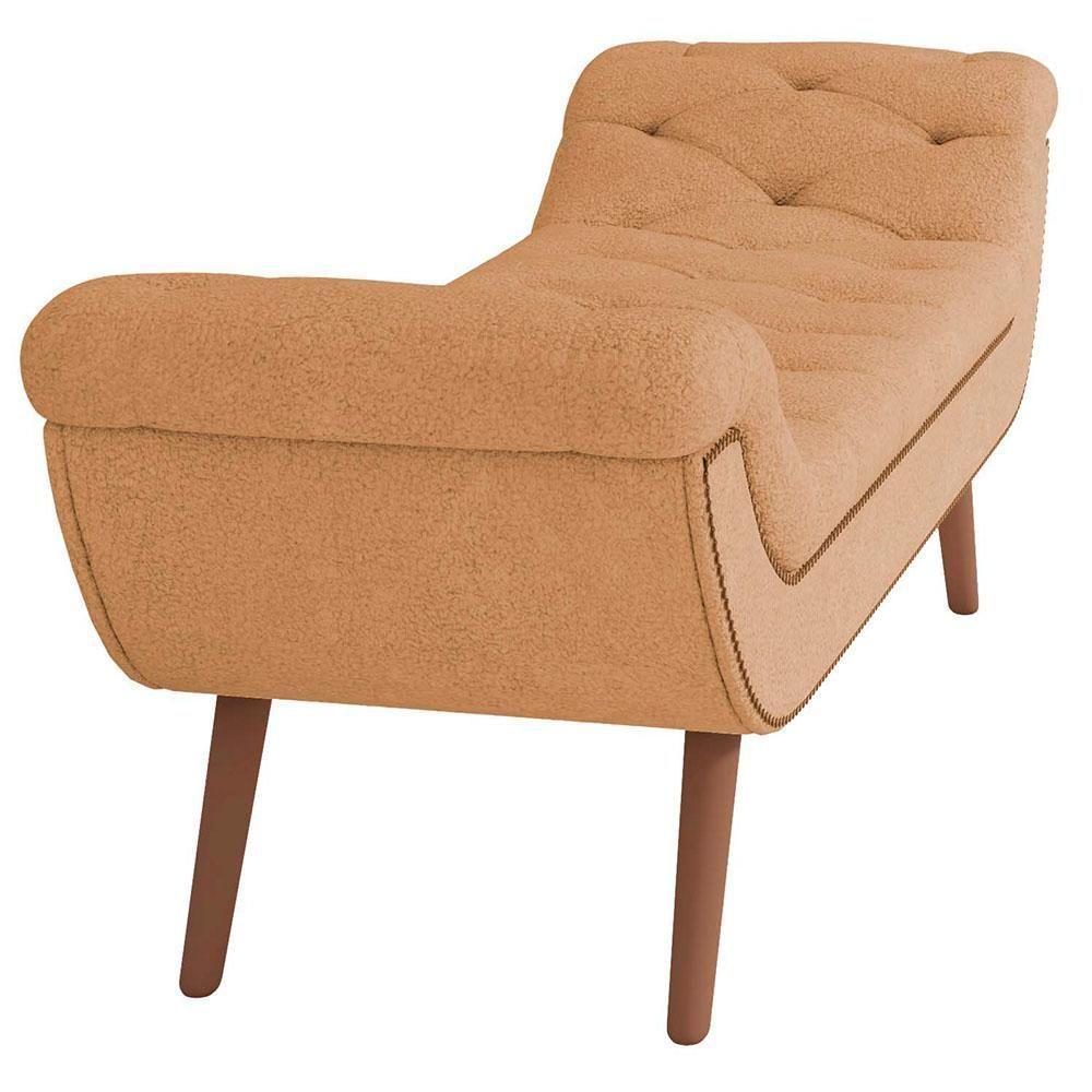 Kit Cabeceira Cama Box Casal 195cm Madrid Com Puff Recamier Santorini Bouclê Mostarda - 5