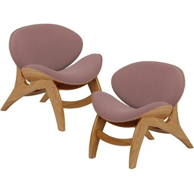 Kit 2 Poltronas Decorativa Orgânica Sala Living Kadosh L02 Suede Rosê