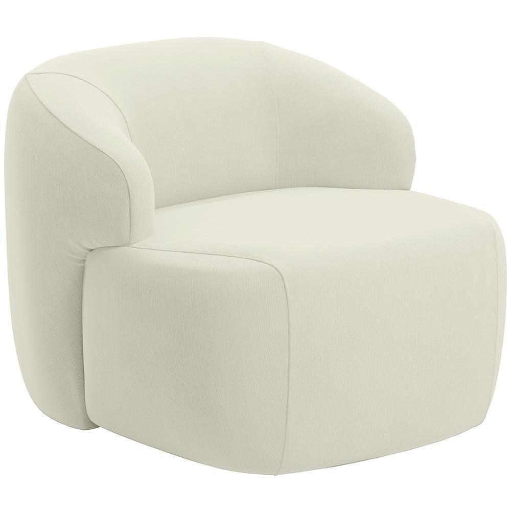 Poltrona Decorativa Fixa Orgânica Living Barolo L06 Veludo Bege - 1