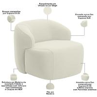 Poltrona Decorativa Fixa Orgânica Living Barolo L06 Veludo Bege - 7