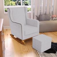 Poltrona De Amamentação Com Balanço Mavie L02 Linho Cinza - 6