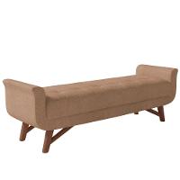 Puff Recamier Decorativo Com Pés Em Madeira 160cm Itália P05 Bouclê Bege - 1