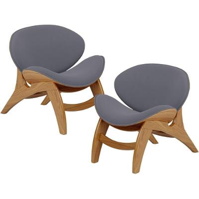 Kit 2 Poltronas Decorativas Kadosh L02 Sala Living Suede Cinza Lyam Decor
