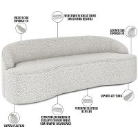 Sofá 3 Lugares Curvo Living Lótus D02 Bouclê Creme 210cm B-54 - 7