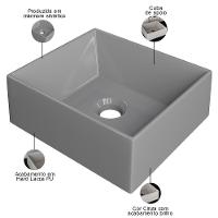 Cuba De Apoio Retangular Lavabo C01 Rt30w Cinza - Lyam - 5