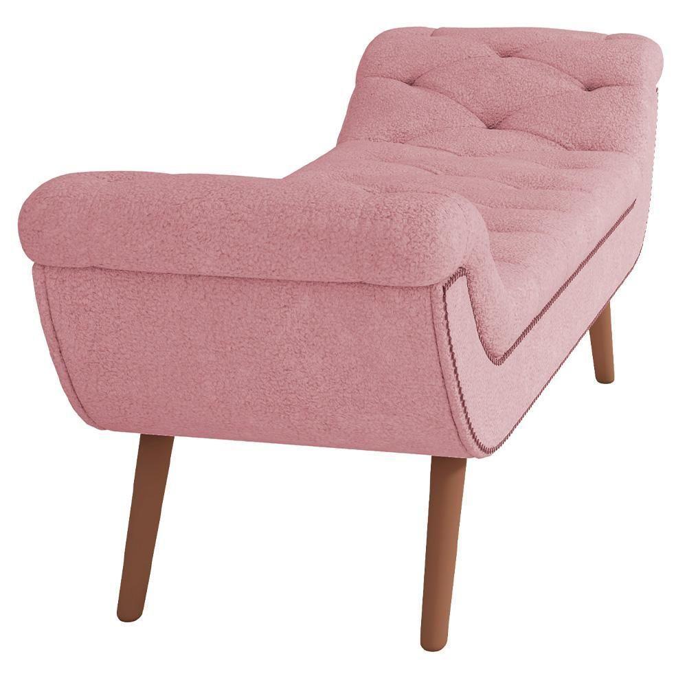 Kit Cabeceira Cama Box Casal 160cm Madrid Com Puff Recamier Santorini Bouclê Rosê - 5