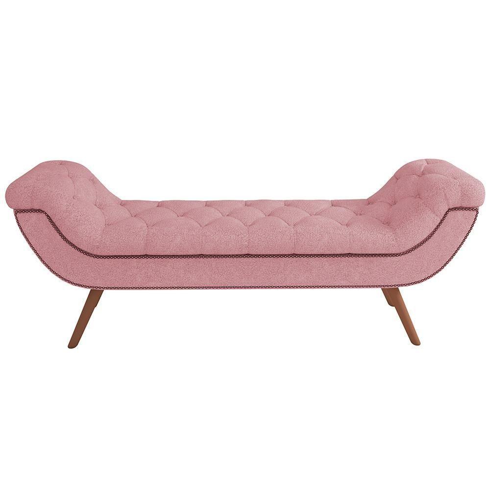 Kit Cabeceira Cama Box Casal 160cm Madrid Com Puff Recamier Santorini Bouclê Rosê - 9