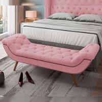 Kit Cabeceira Cama Box Casal 160cm Madrid Com Puff Recamier Santorini Bouclê Rosê - 7