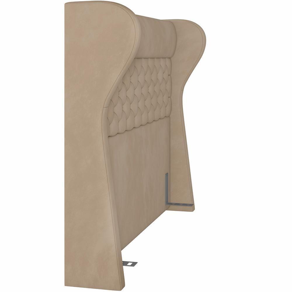 Kit Cabeceira Cama Box Casal 140cm Madrid Com Puff Recamier Santorini Veludo Bege - 2
